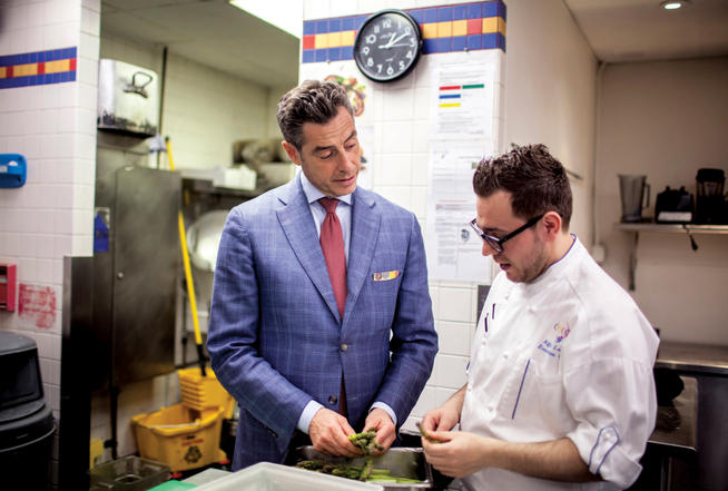 Maccioni reviews the dishes of the day with Osteria del Circo’s executive chef, Alfio Longo. PHOTO: Natalie Keyssar